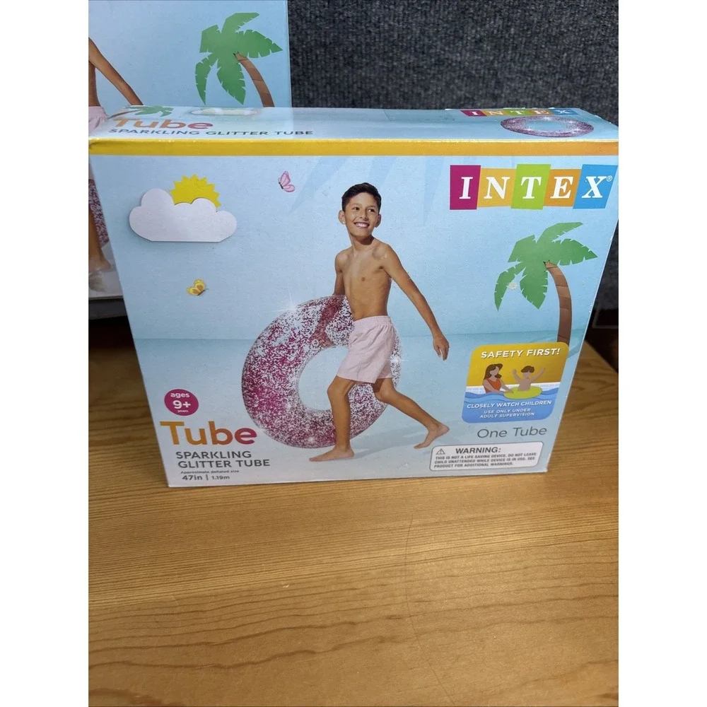 2~NEW~Intex Tube Sparkling Glitter Tube,‎ Inflatable Float 47 in
